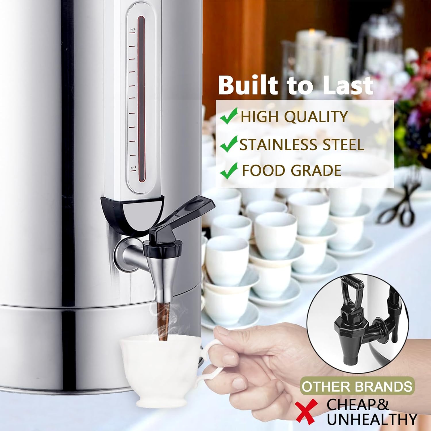 Commercial Coffee Urn 24L 160Cup Stainless Steel Quick Brew Hot Dispenser for Catering