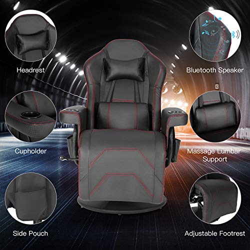 Modern-Depo Gaming Recliner Chair with Speakers, Massage, High Back, Cupholder, Headrest, Lumbar Support