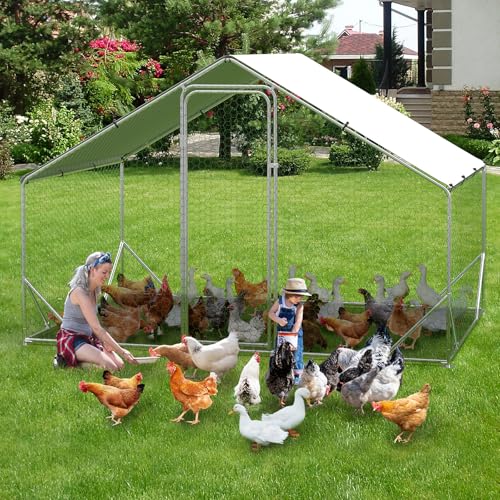 Large Metal Chicken Coop, Walk-in Poultry Cage