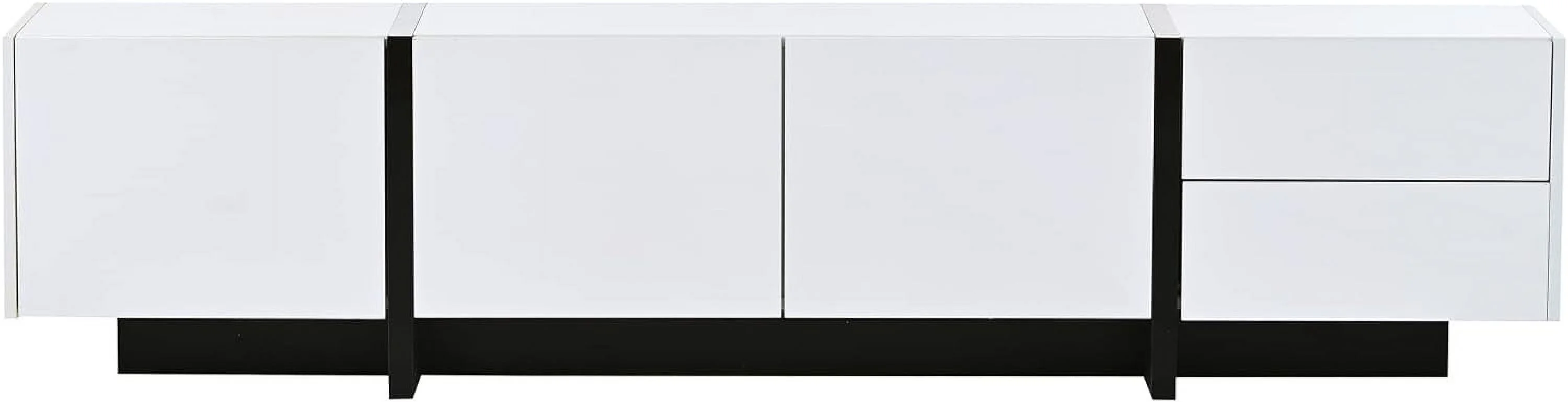 White Black Contemporary Rectangle Design TV Stand, Unique TV Console Table For Tvs Up To