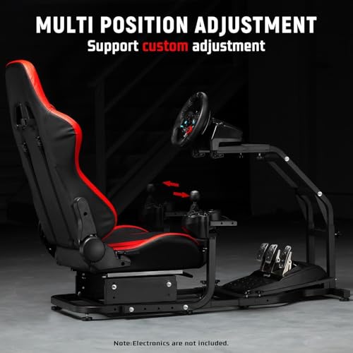 Dardoo G29 Adjustable Gaming Sim Cockpit With Red Seat Fits for Logitech G920 G923,Thrustmaster T300 Racing Steering Wheel Stand