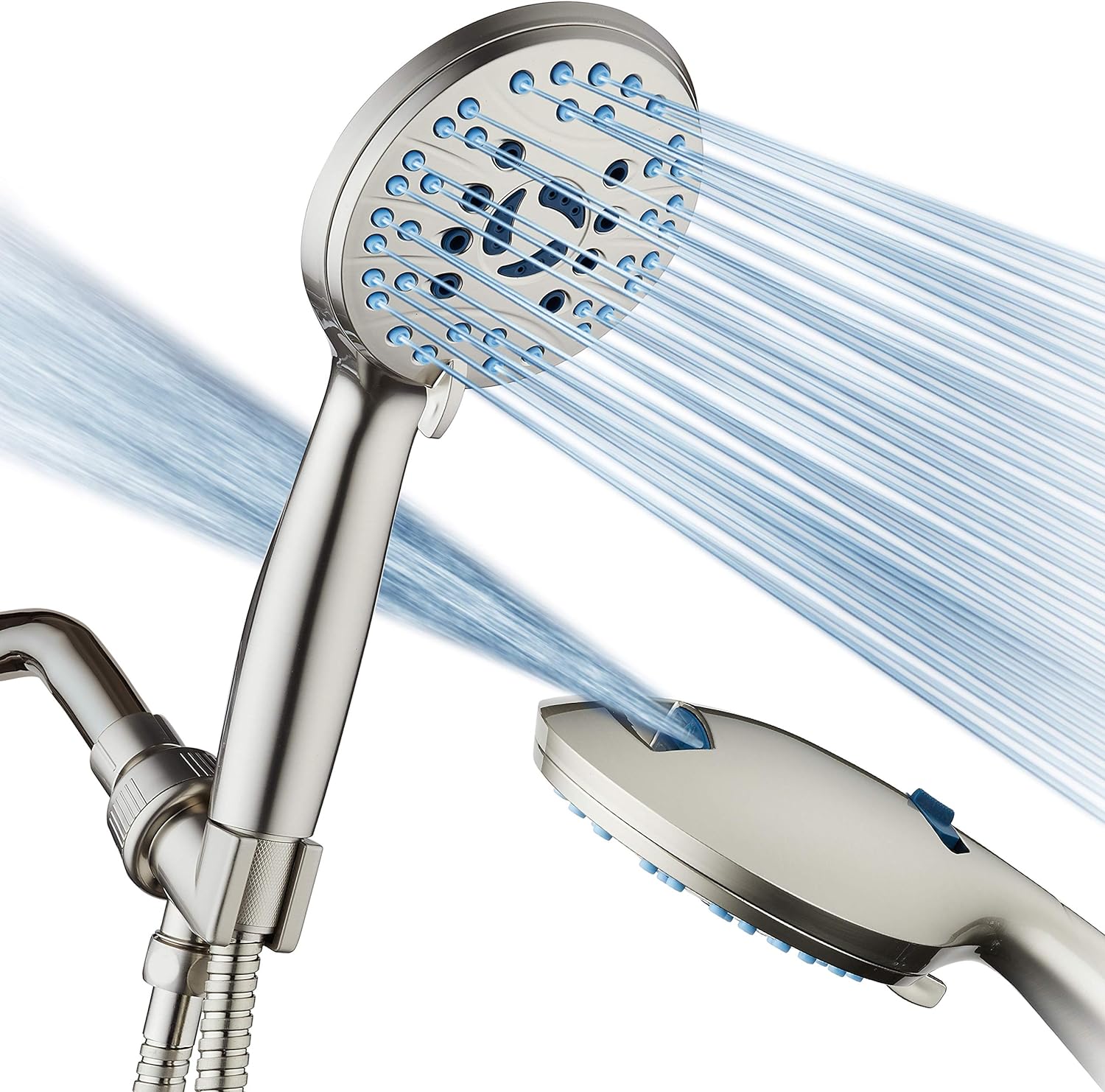 AquaCare AS-SEEN-ON-TV High Pressure 8-mode Handheld Shower Head - Anti-clog Nozzles, Built-in Power Wash to Clean Tub, Tile & Pets