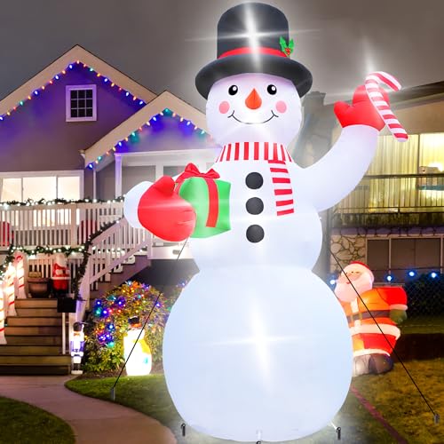 16FT Christmas Inflatable Snowman Outdoor Decorations, Giant Christmas Snowman, Holiday Blow Up Yard Decor with LED Lights