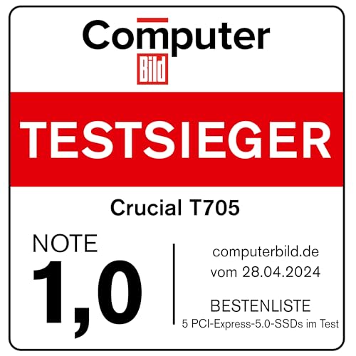 Crucial T705 2TB PCIe Gen5 NVMe M.2 SSD - Up to 14,500 MB/s - Game Ready - Internal Solid State Drive (PC) - +1mo Adobe CC - CT2000T705SSD3