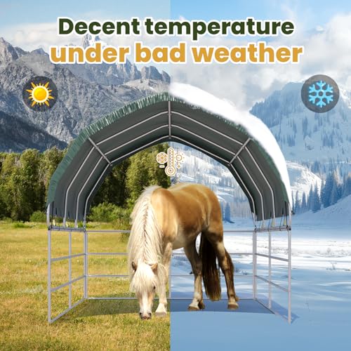 YOLENY Corral Shelter (Green, 12'x12'), Heavy Duty Round Style Canopy, Waterproof and UV Treated Universal Cover