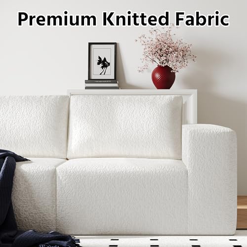108" Cloud Modular Sectional Couch with L-Shape Chaise, Modern Sectional Sofa with Deep Seat Couch, Ultra Soft Knit Fabric Couches for Living Room