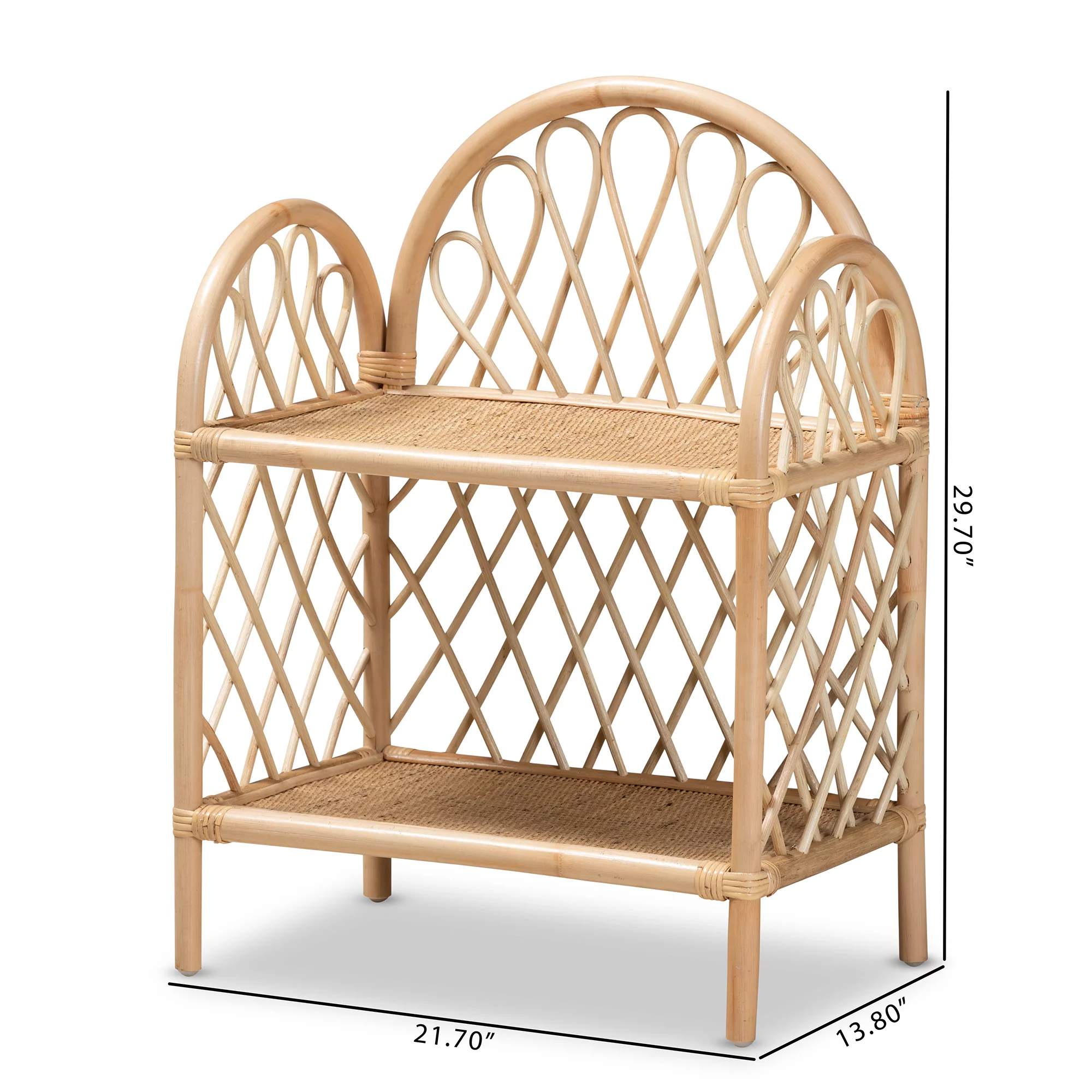 bali & pari Hammond Modern Bohemian Natural Brown Rattan 2-Tier Display Shelf