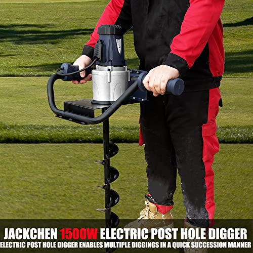 1500W Electric Post-Hole Digger with 6-Inch Auger Bit, Earth Auger Drill, Auger Bit Earth Auger, Ideal for Post Hole Digging, Drilling, Tree Planting