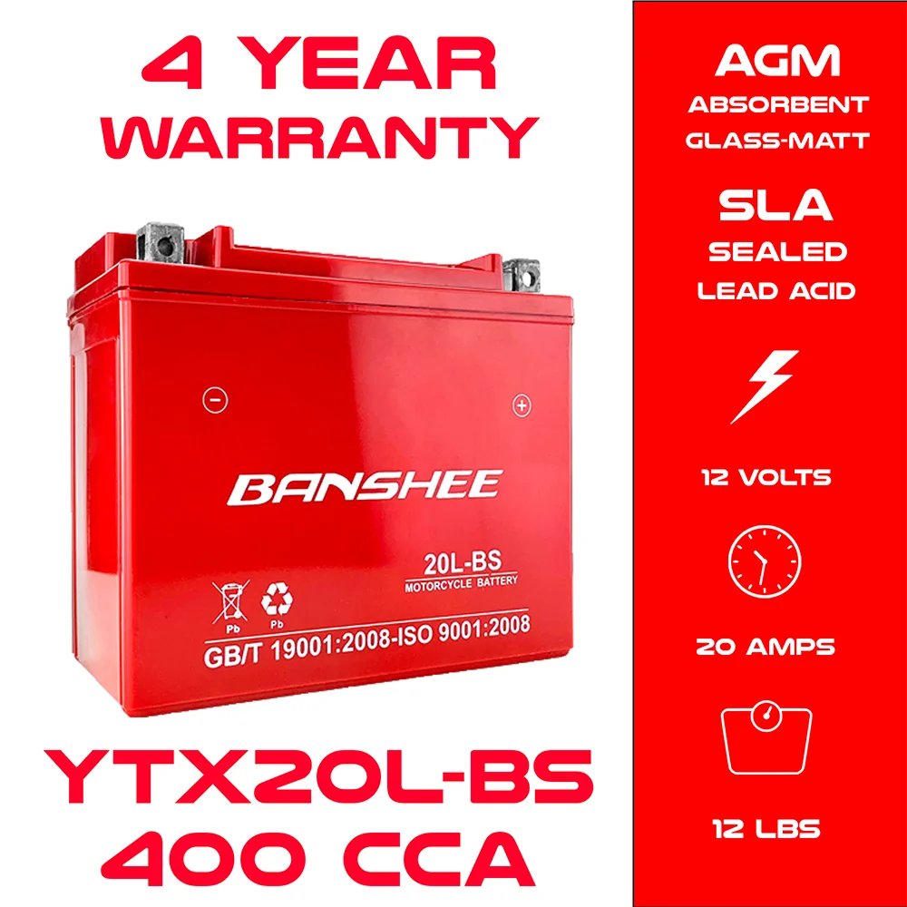 Banshee 20L-BS 12V SLA AGM 4 Year Warranty Battery