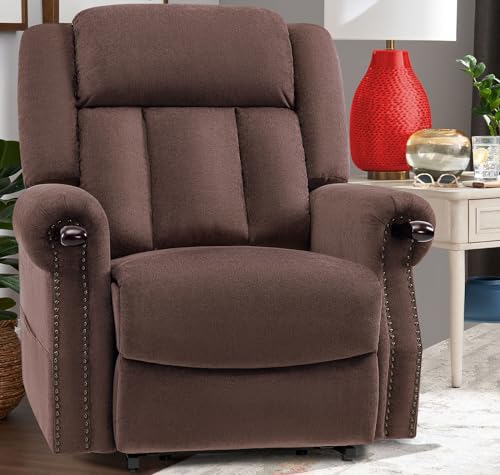 Dual Motor Large Power Lift Chairs Recliners for Elderly with Massage and Heat, Safely Knuckle Arm Lay Flat Lift Chair for Big and Tall