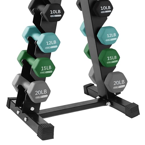 HolaHatha Neoprene Dumbbell Free Hand Weight Set with Rack, Ideal for Home Exercises to Gain Tone and Definition