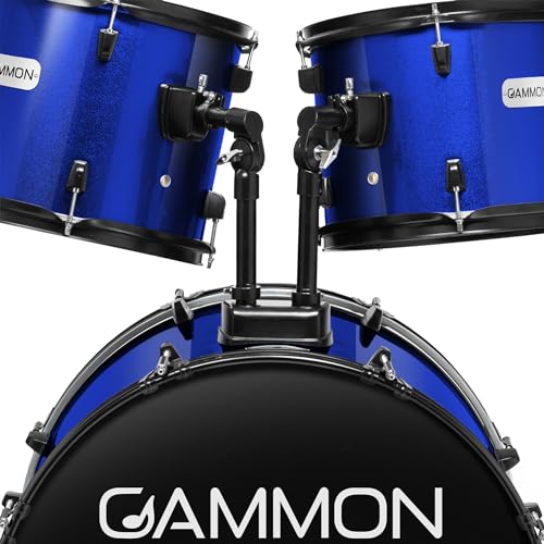 Full Size Complete Adult 5-Piece Drum Set with Cymbals, Stands, Stool, and Sticks - Blue