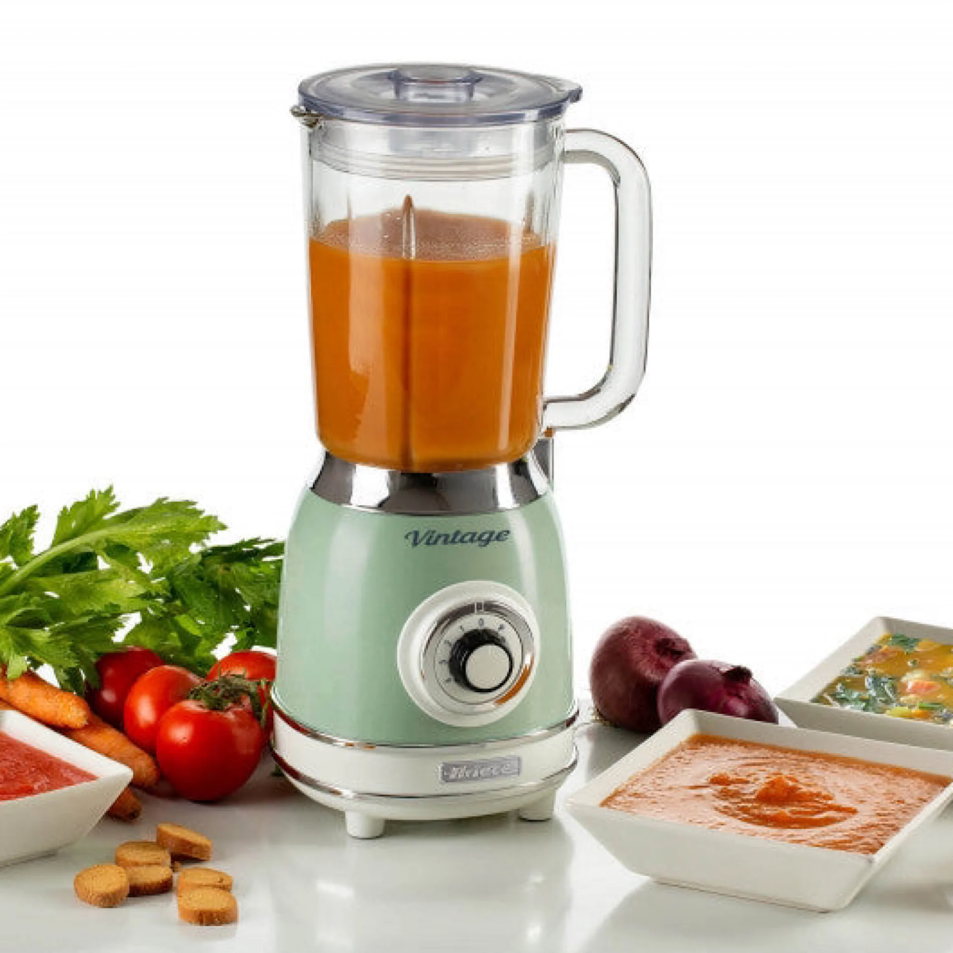 Vintage Blender With Glass Cup Green 1000W