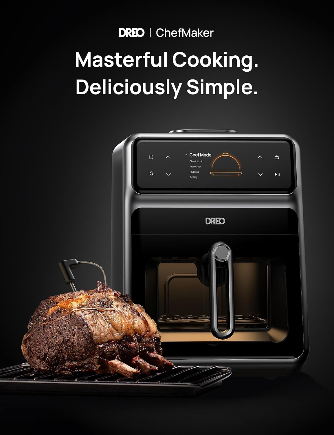 Dreo ChefMaker Combi Fryer, Cook like a pro with just the press of a button, Smart Air Fryer Cooker with Cook probe, Water Atomizer