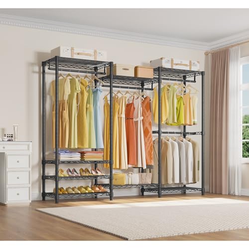 VIPEK V5 Portable Closet Wardrobe Heavy Duty Clothes Rack, Freestanding Clothing Rack with 4 Hang Rods & 8 Shelves, Adjustable Closet Racks