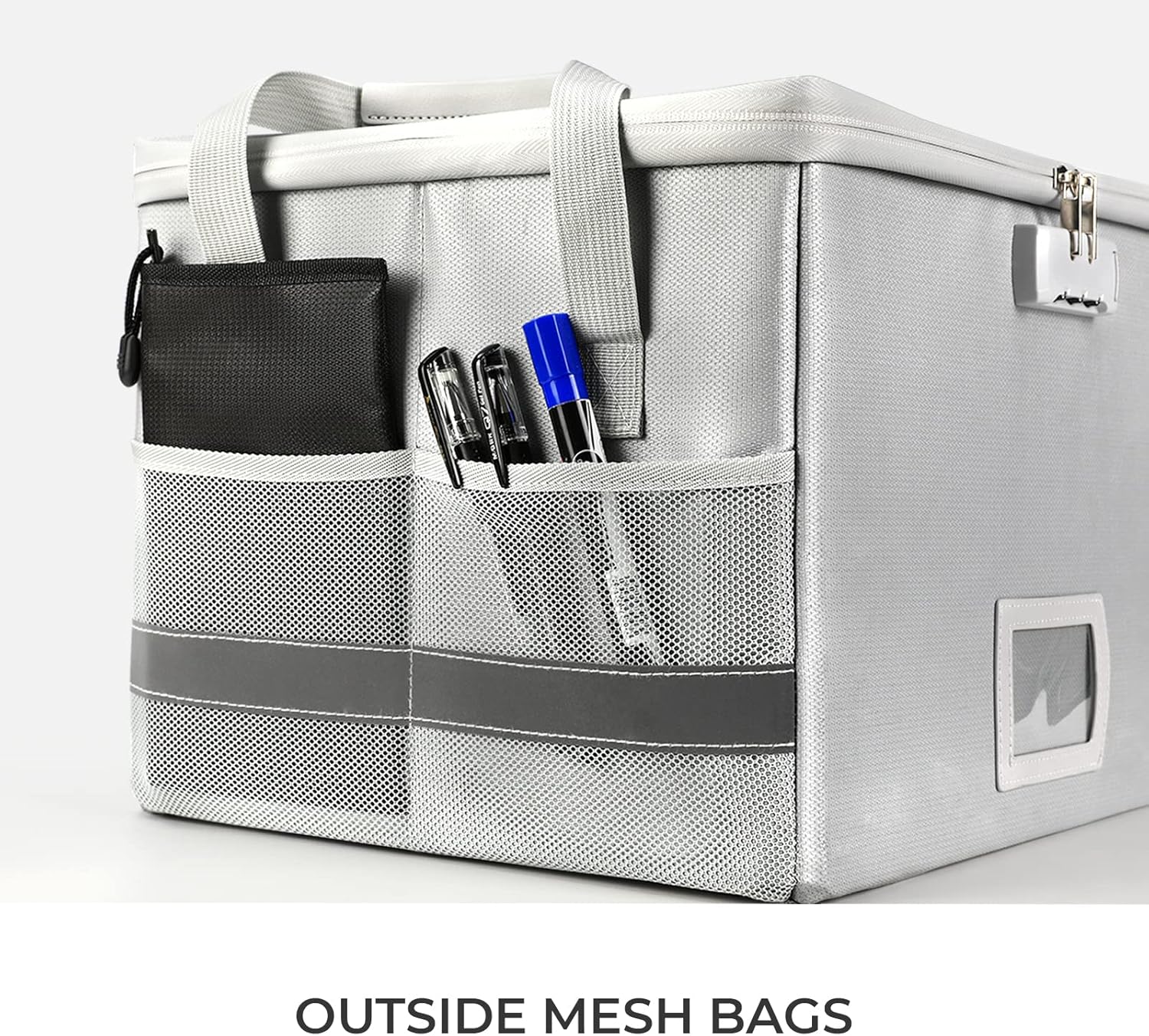 RichYa Fireproof Document Box with Lock, Foldable, with Handles, Waterproof and Fireproof Document Storage Box