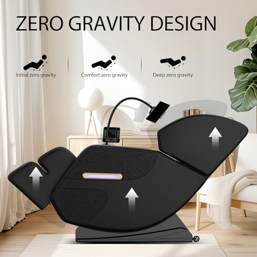 Full Body Massage Chair, PU Leather Zero Gravity Massage Chair with Airbags and Foot Roller, 6 Fix Point Rollers Recliner Chair, Gold
