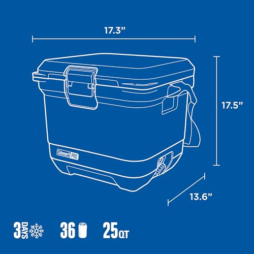 Coleman Pro Heavy-Duty 45qt Ultra-Light Premium Hard Cooler, Extra-Thick Insulation Keeps Ice up to 4 Days, 74-Can Capacity