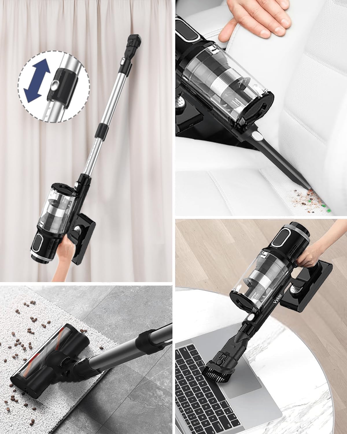 V12 Cordless Vacuum Cleaner, 400W/32KPA Cordless Stick Vacuum with Touch Screen, 65Mins Runtime, Lightweight Powerful Suction Vacuum for Home