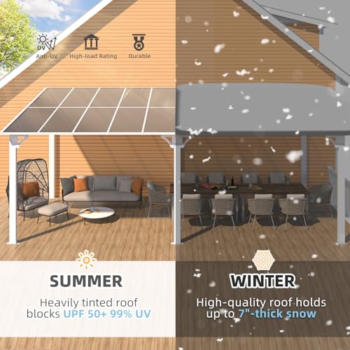 AECOJOY 10&rsquo; x 10&rsquo; Gazebo, Wall Mounted Gazebos Pergola on Clearance, Outdoor Patio Lean to Gazebo Awnings for Deck, Porch