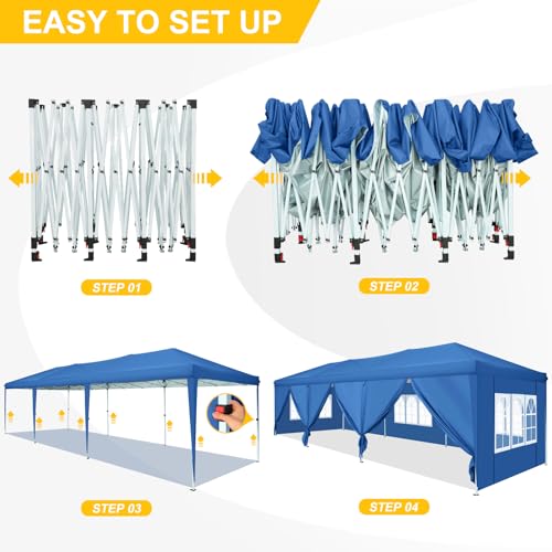 COBIZI Canopy 10x20 Pop Up Canopy Tent with 6 Sidewalls Party Tents for Parties Weddings Backyard Waterproof Canopy Outdoor Commercial Canopy Event
