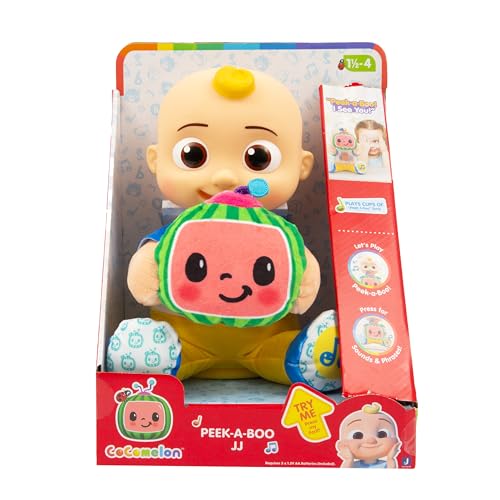 Giochi Preziosi Cocomelon Peek A Boo JJ - JJ in Plush Version 30 cm with Motorised Sounds and Movements for Playing Bubu Seven Years