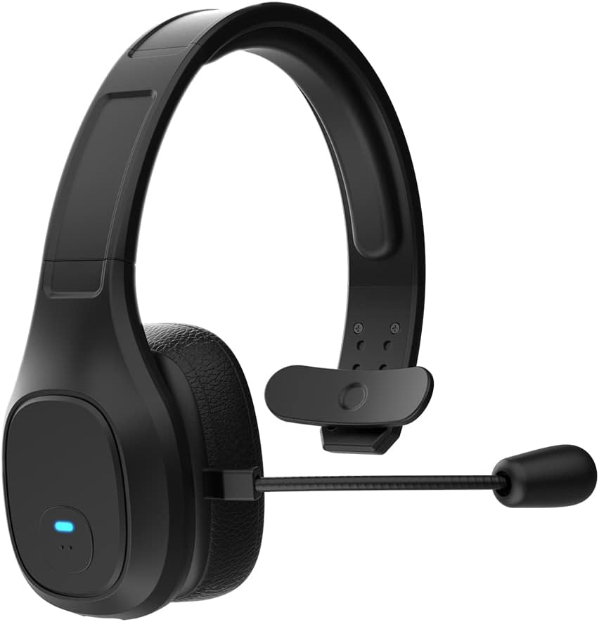 Wireless Headset V5.0 with Mic Mute, Trucker Bluetooth Headset with Noise Canceling Microphone for Cell Phone