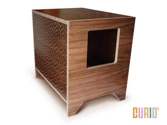 Curio Modern Cat Litter Box in Maple