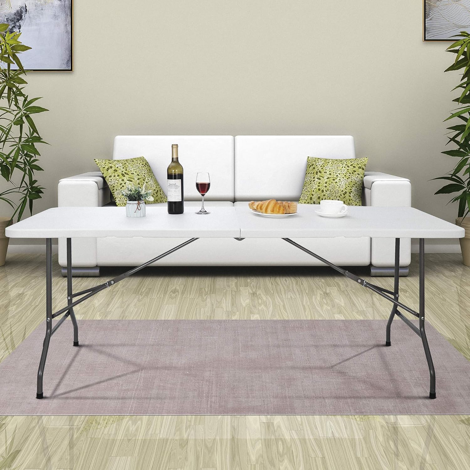 SUPER DEAL Square Folding Card Table, 3ft Indoor Outdoor Portable Camping Picnic Plastic Table