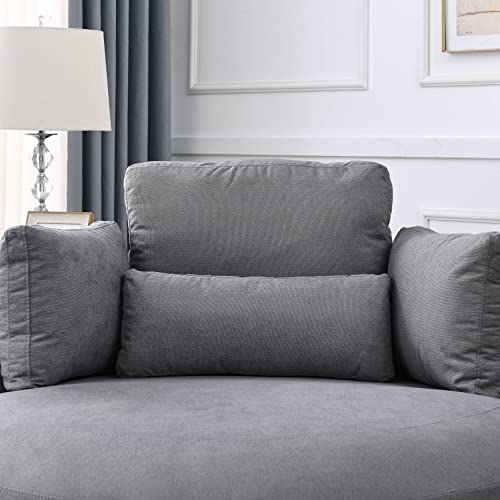 51.5-Inch Oversized Swivel Accent Barrel Chair with Storage Ottoman ,Button Decor and 4 Pillows