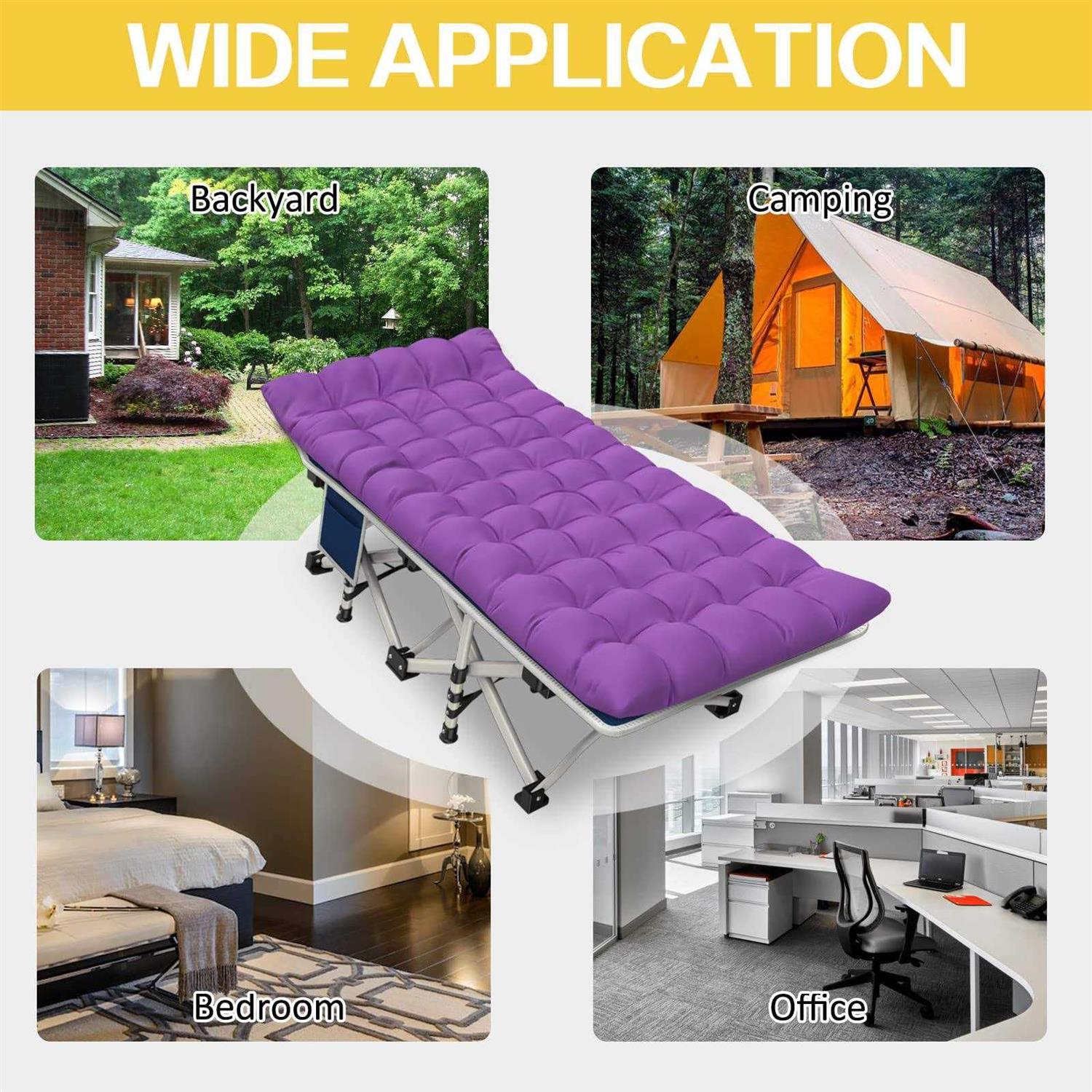 GETOVIN Cot Camping Cot with Comfortable Thick Pad Cots for Sleeping Heavy Duty Camping Bed Folding Cot Double Layer Oxford