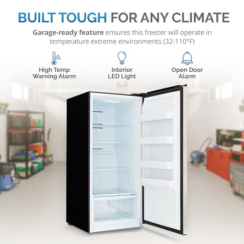 Newair 13.8 cu. ft. Upright Freezer, Fridge Freezer Convertible, Garage Ready Refrigerator, Frost Free Freezer with Door Alarm, Stand up Deep Freezer