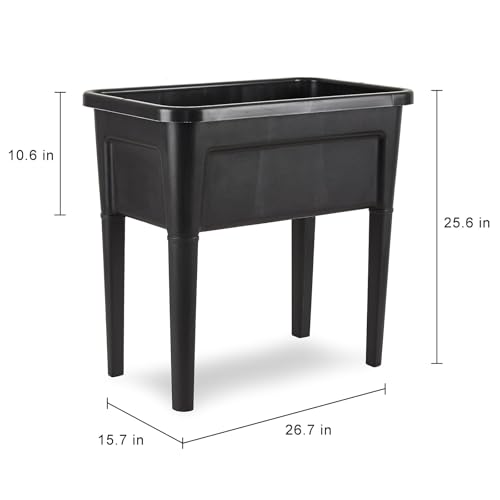 4 Pcs Plastic Raised Garden Beds with Legs，16 Gallon Outdoor Elevated Garden Planter Box，Perfect for Flowers, Vegetables, and Herbs
