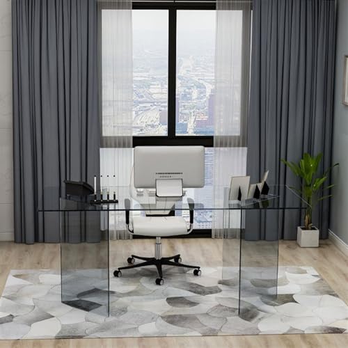 Minimalist Boss Desk Office Desk Light Luxury Tempered Glass Computer Home Desk Acrylic Modern Table Writing Desk(220 * 80 * 75cm) (One Color 220 *