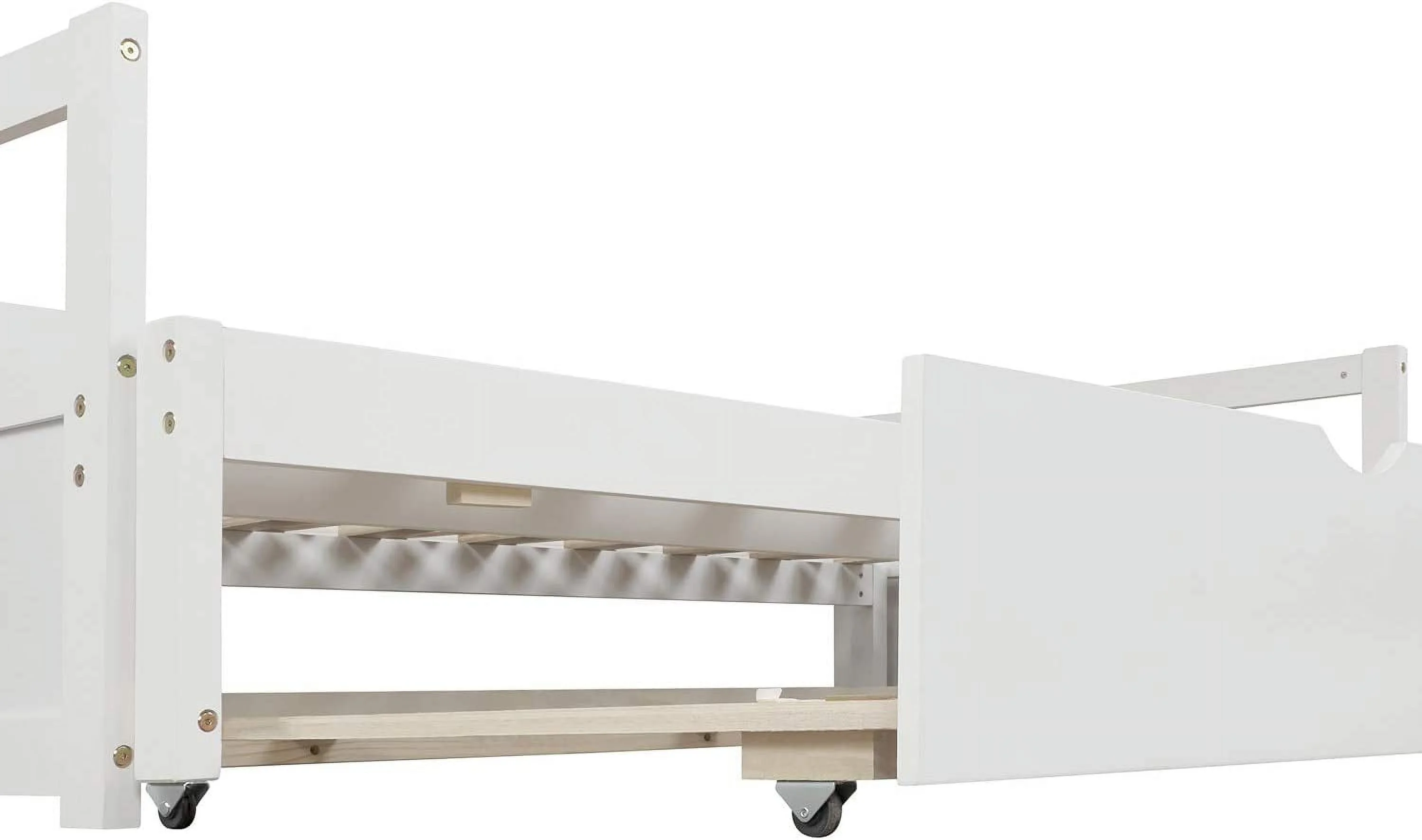 Exedable Daybed Wih rudle Bed, Wood Daybed Frame Wih Pull rudle, o Kig Desig Exedig Daybed For Kids Girls Boys ees Aduls, o Box Sprig Required, Whie