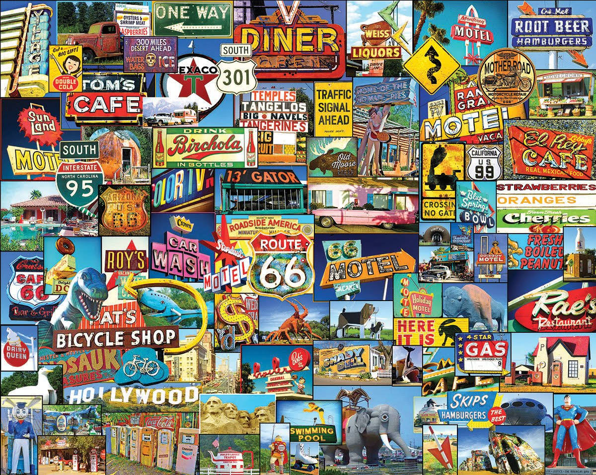 White Mountain Puzzles Roadside America - 1000 Piece Jigsaw Puzzle