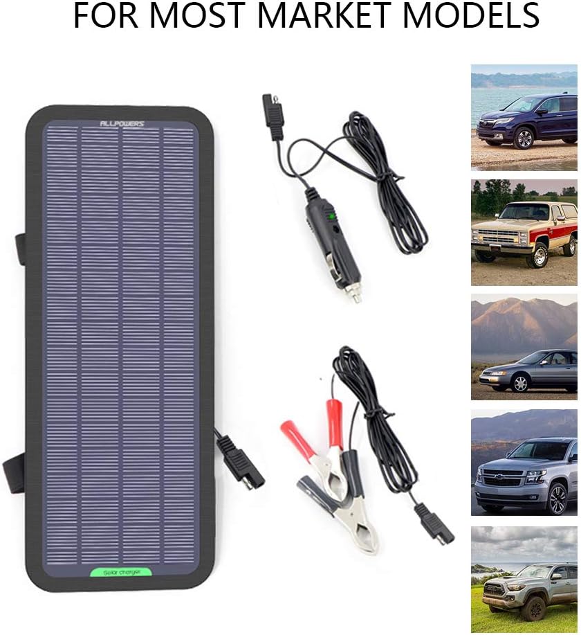 ALLPOWERS 18V 12V 5W Portable Solar Panel Car Boat Power Solar Panel Battery Charger Maintainer for Automotive Motorcycle Tractor Boat RV Batteries