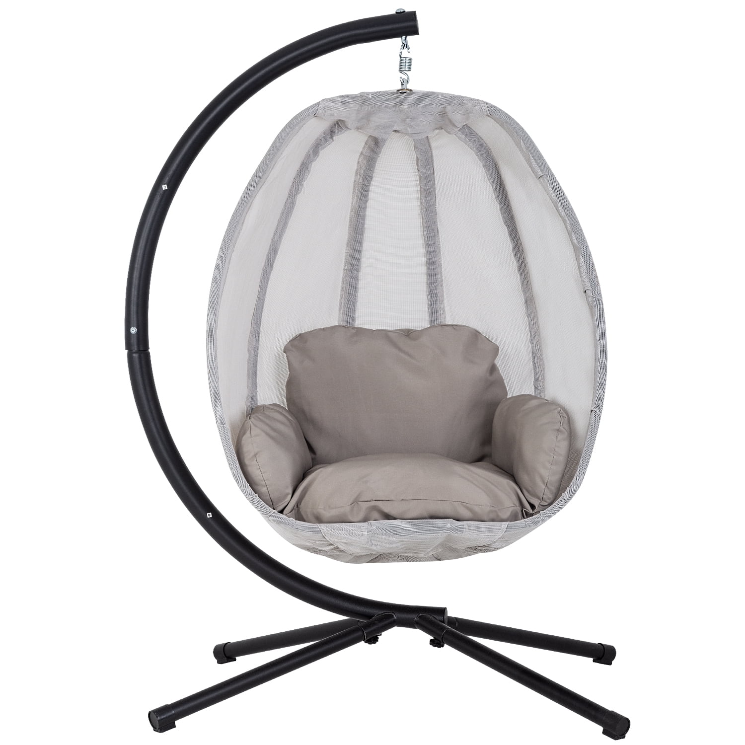 Swing Egg Chair Hammock Chair Hanging Chair with Metal Stand and Cushion for Indoor Outdoor Patio Bedroom Balcony Porch Garden,400LBS Capacity,Gray