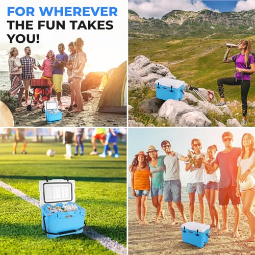 SereneLife Ultra-Tough 45 Quart Rotomolded Cooler Box with Wheels, Holds Upto 56 Cans, Keeps Ice Up to 5 Days