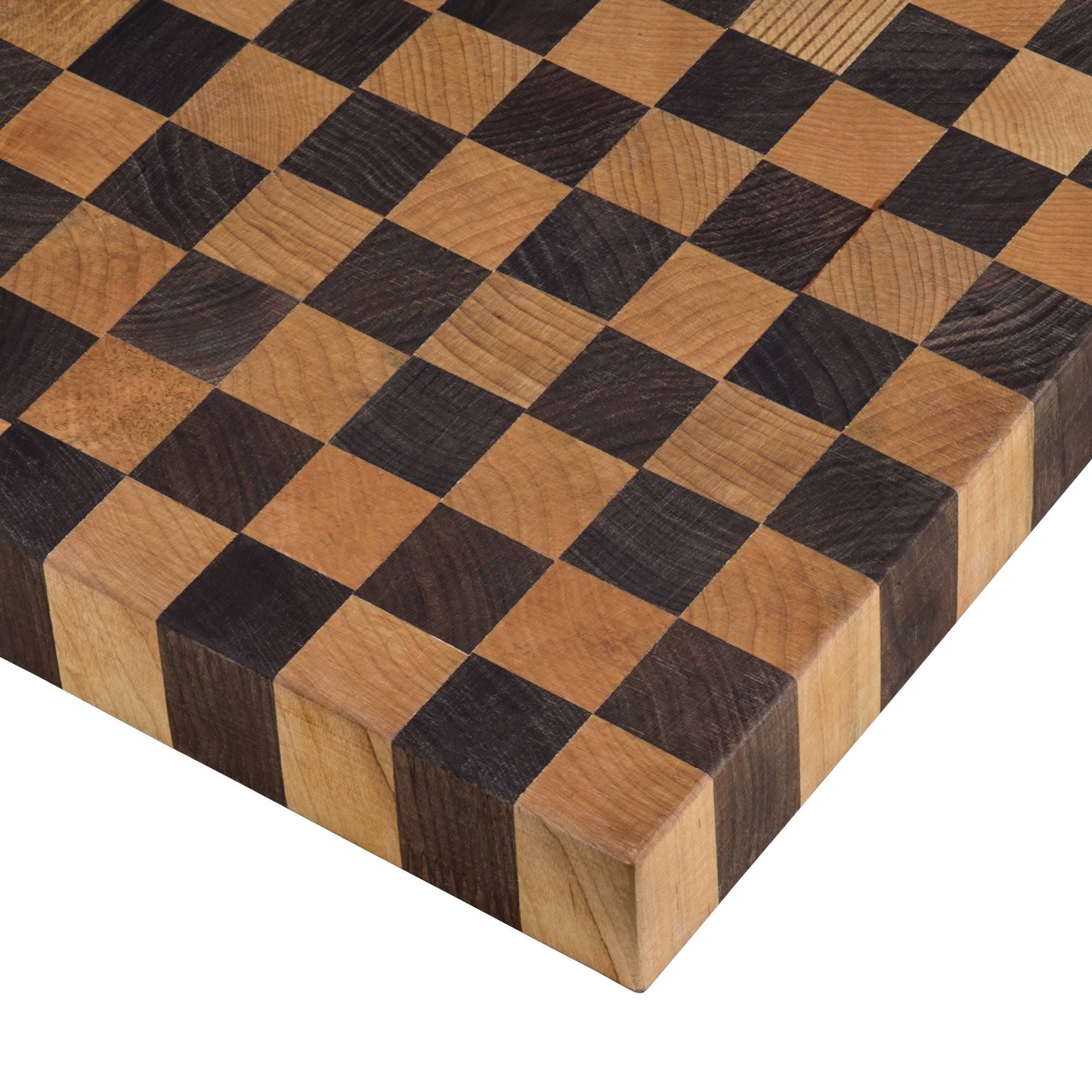 Ruvati 17 in. Grain American Walnut and Maple Checkered Butcher Block Solid Wood Cutting Board - Silver