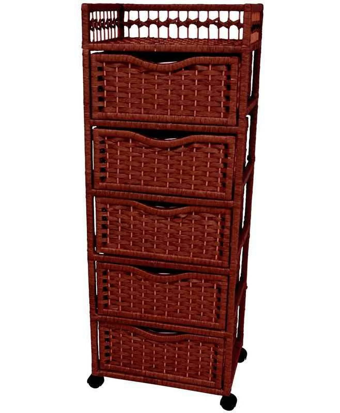46" Natural Fiber Chest of Drawers on Wheels - Mahogany