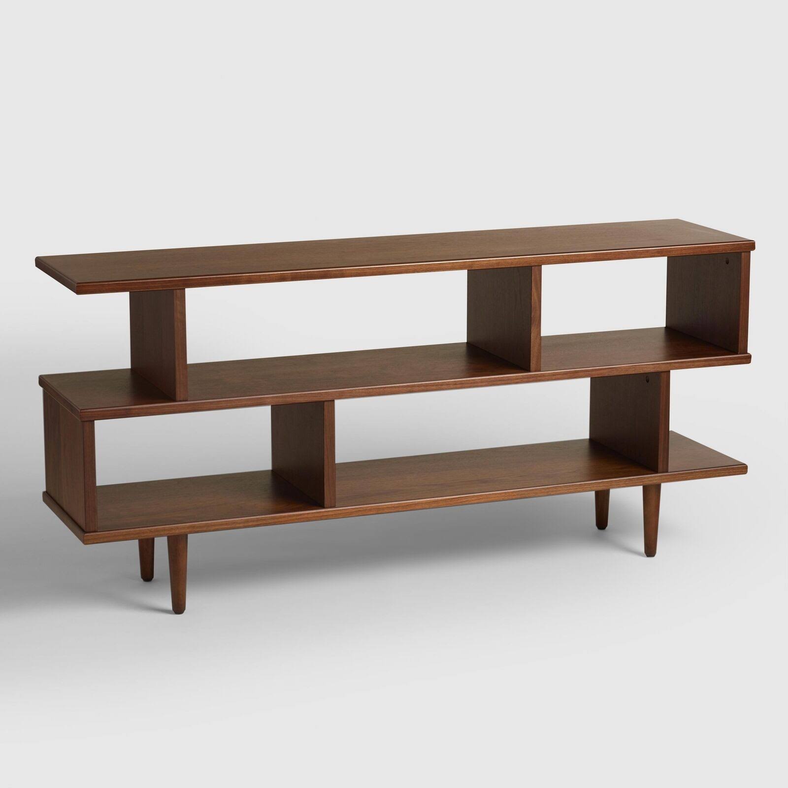Cpwm Retro Wood Bookcase Console Table Mid-Century Storage Display ~ 4 Compartments