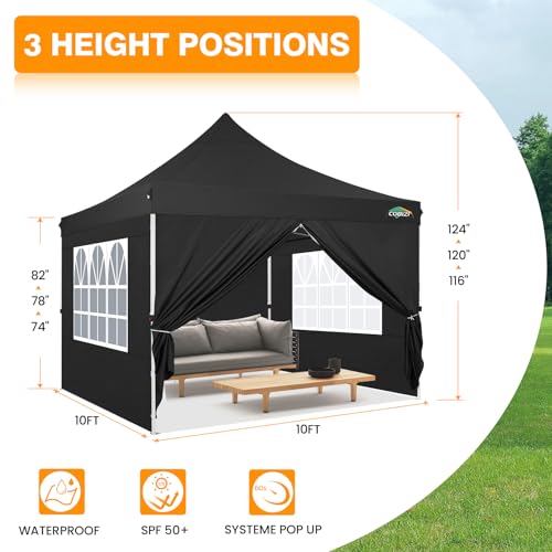 10x10 Pop Up Canopy Tent with 4 Sidewalls and Mesh Windows 2.0