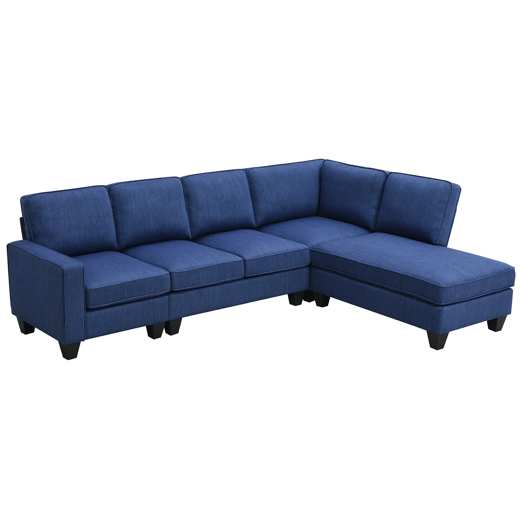 Vortex 7-seat Linen Fabric L-shaped Sectional Sofa - Blue