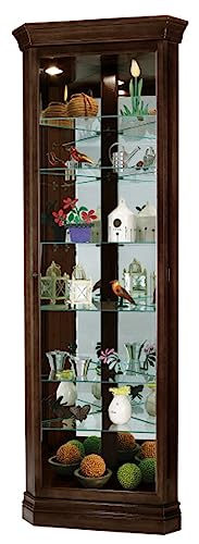Howard Miller Dustin Curio Cabinet 680-484 – Espresso Finish, Vertical Home Decor, Six Glass Shelves, Seven Level Display Case, Locking Door