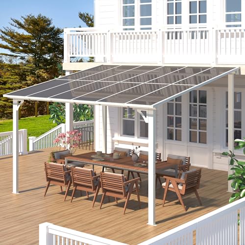 AECOJOY 10&rsquo; x 10&rsquo; Gazebo, Wall Mounted Gazebos Pergola on Clearance, Outdoor Patio Lean to Gazebo Awnings for Deck, Porch