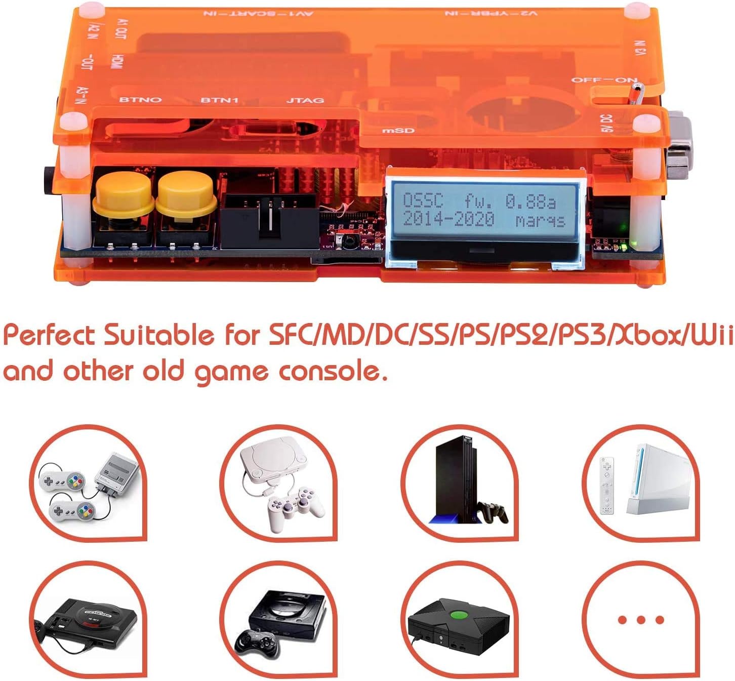 Mcbazel OSSC SCART Component VGA to HDMI Open Source Scan Converter v1.6 for Retro Gaming Saturn SNES PS1 Console US Plug