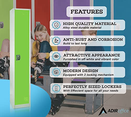 AdirOffice Large Steel Metal Storage School Locker - Single Tier Free Standing Storage Compartment