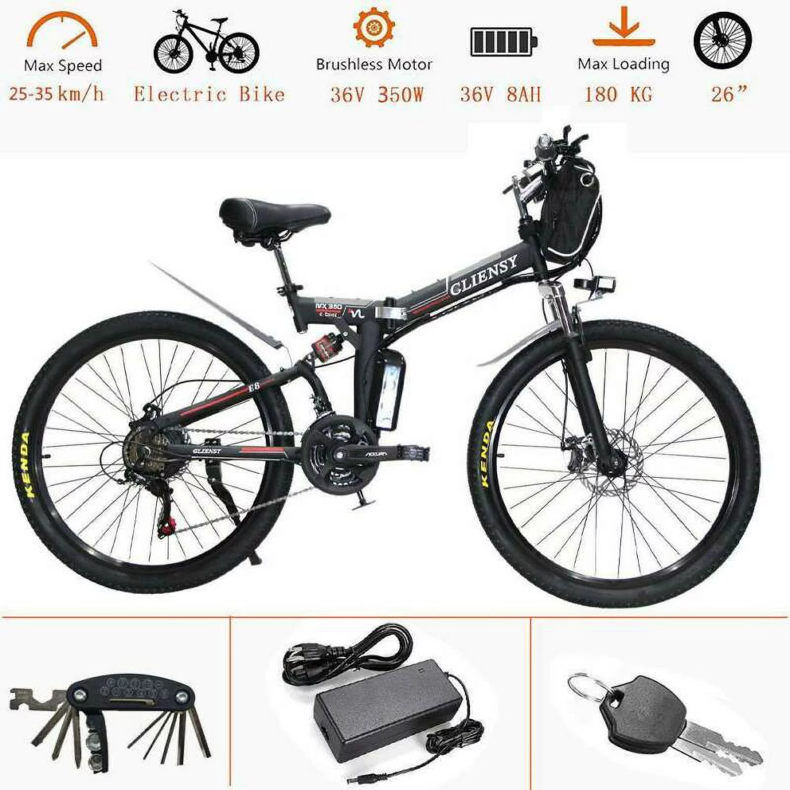 Datingday 26" Electric CLIENSY 350W City Mountain Bike Cycling EBike 36V Bicycle
