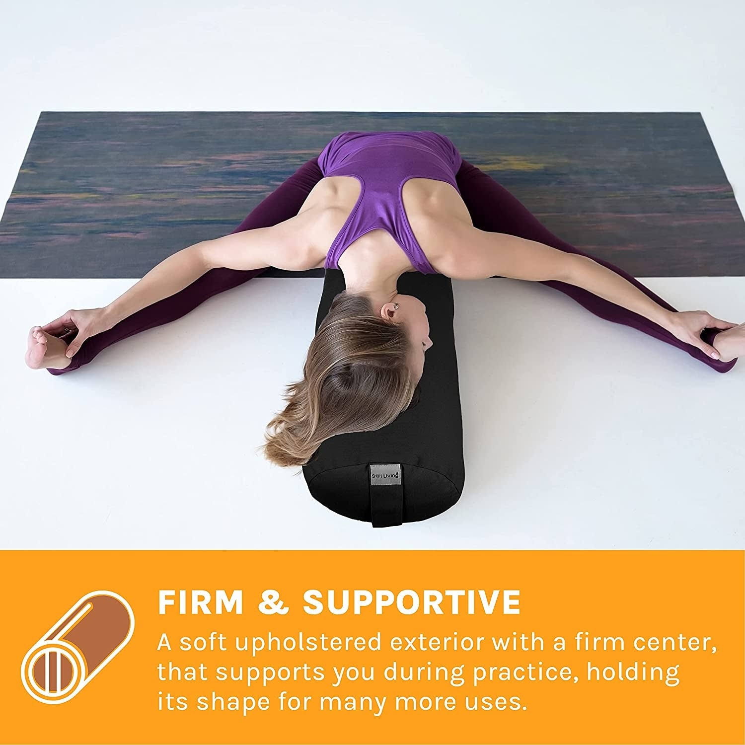 Sol Living Cylindrical Cotton Yoga Bolster - Blue